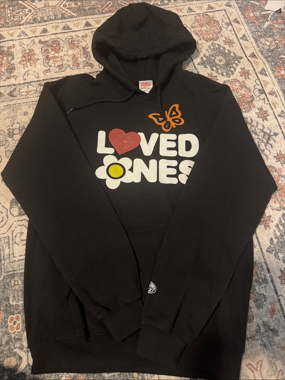 Petals and Peacocks Loved Ones Graphic Hoodie Black Size Small